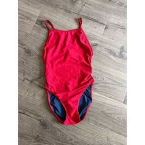 Sporti Solid Piped Thin Strap One Piece Swimsuit size 38